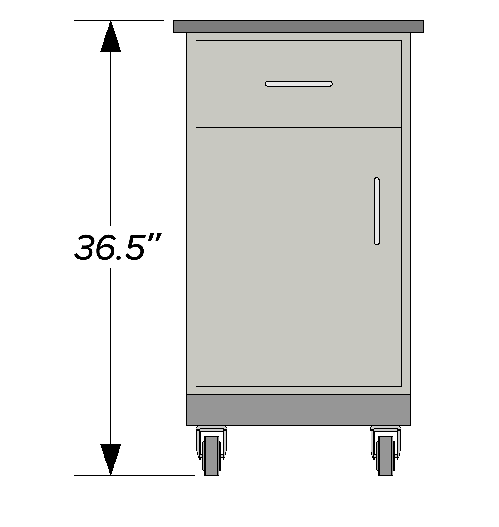 Mobile Bench Height Laboratory Cabinet with standard base